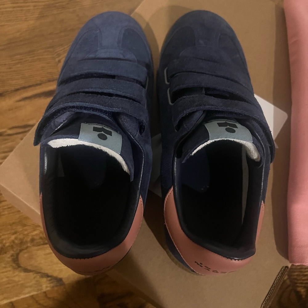 Brand New Isabel Marant Beth Low Top Sneaker in Blue Suede w Pink Logo Size 39 - Picture 8 of 10
